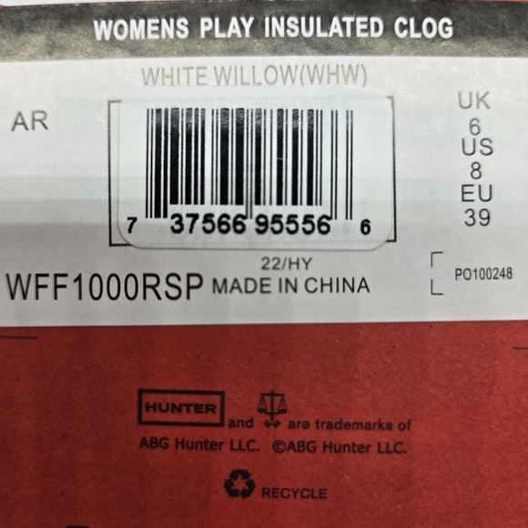 New Hunter Ladies' Play Insulated Clog Women's Shoes Size 8 - Picture 7 of 7